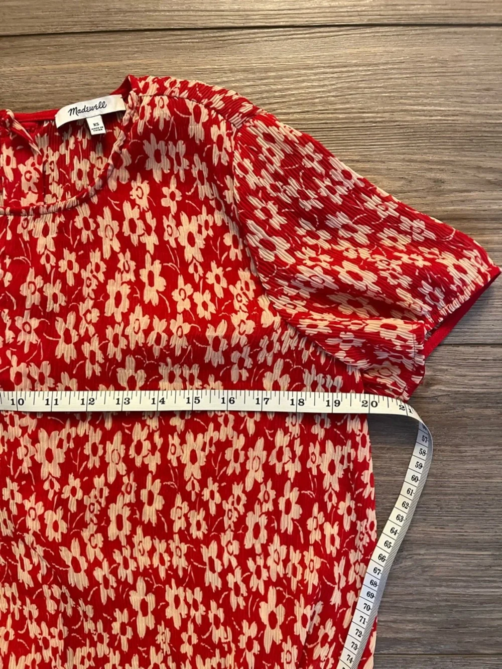 Madewell Crinkled Button-Back Tie Tee in Full‎ Bloom Floral Print Women’s XS